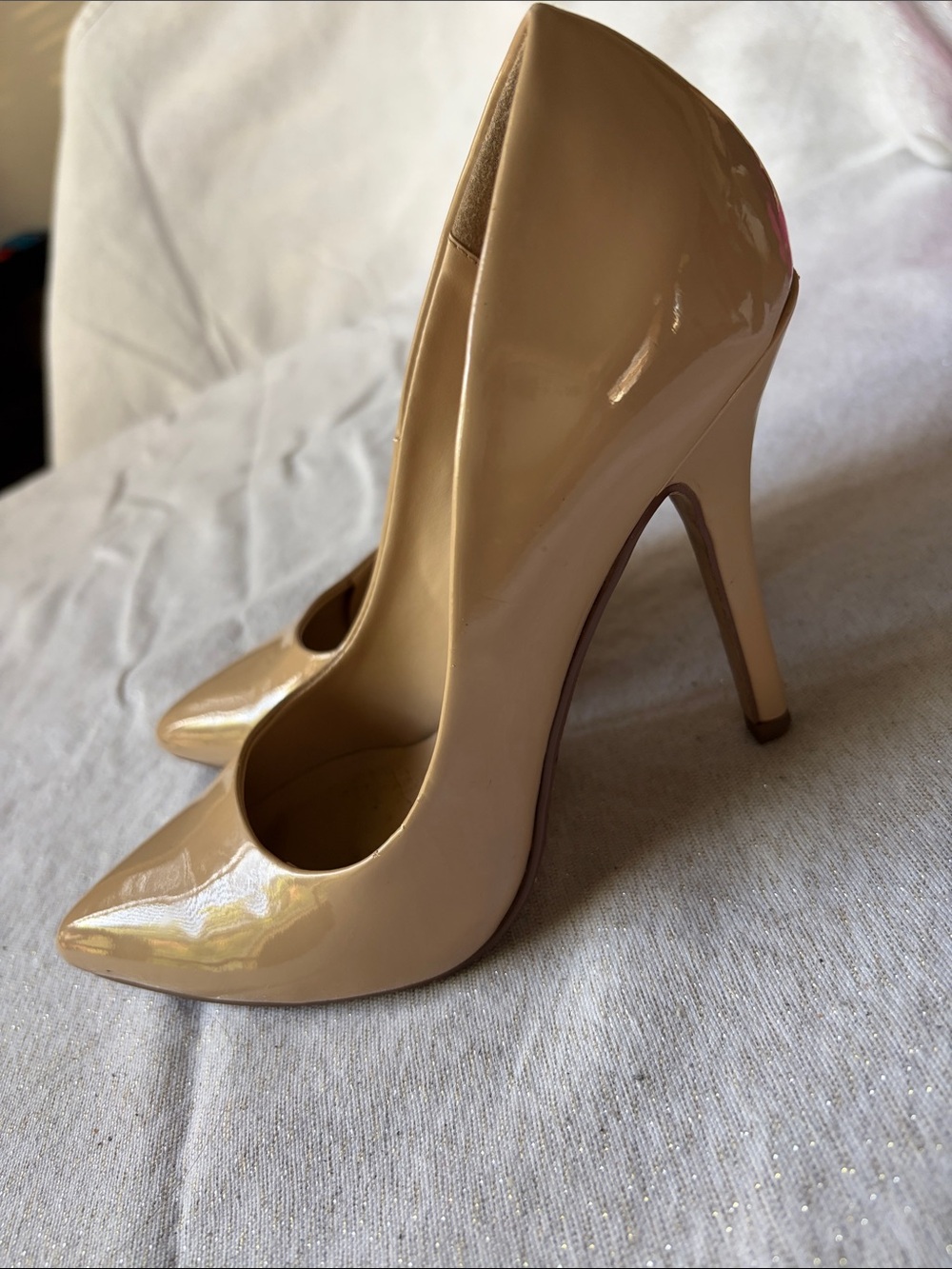 Classic Nude Patent Pointed-Toe Stiletto Pump - Women Shoes